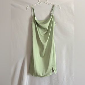 Light green silk mini dress